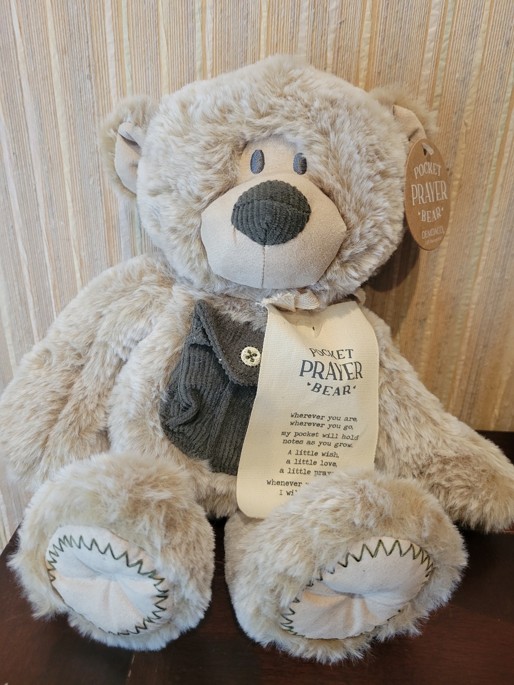 NWT DEMDAСO Pocket Prayer Bear with Cream and Light Brown Fur
